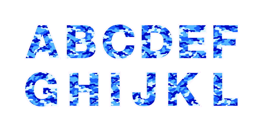 Blue Camo Alphabet Template